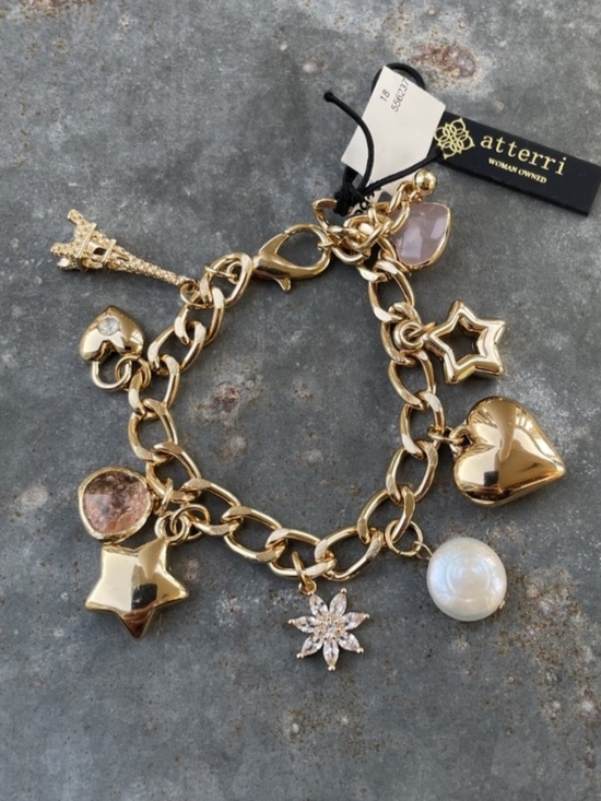 Atterri Jewelry - Atterri gold tone Charm Bracelet with Freshwater Pearl
